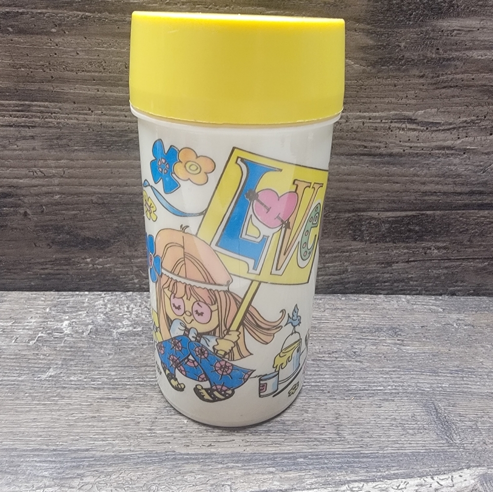 Vintage 1970s Made In USA Aladdin Safety Sealed No 114 Groovy Hippy Love Thermos